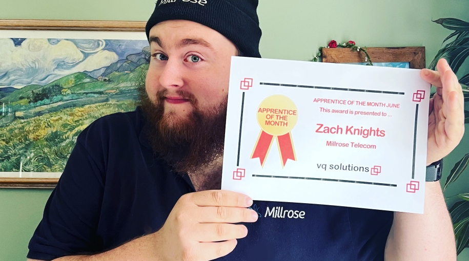 Zach is VQ Training's "Apprentice of the Month"